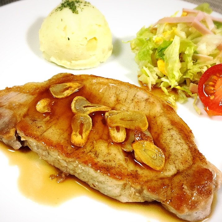 柔らかい ポークステーキ ガーリックソースがけ レシピ 作り方 By Megrhythm0503 楽天レシピ